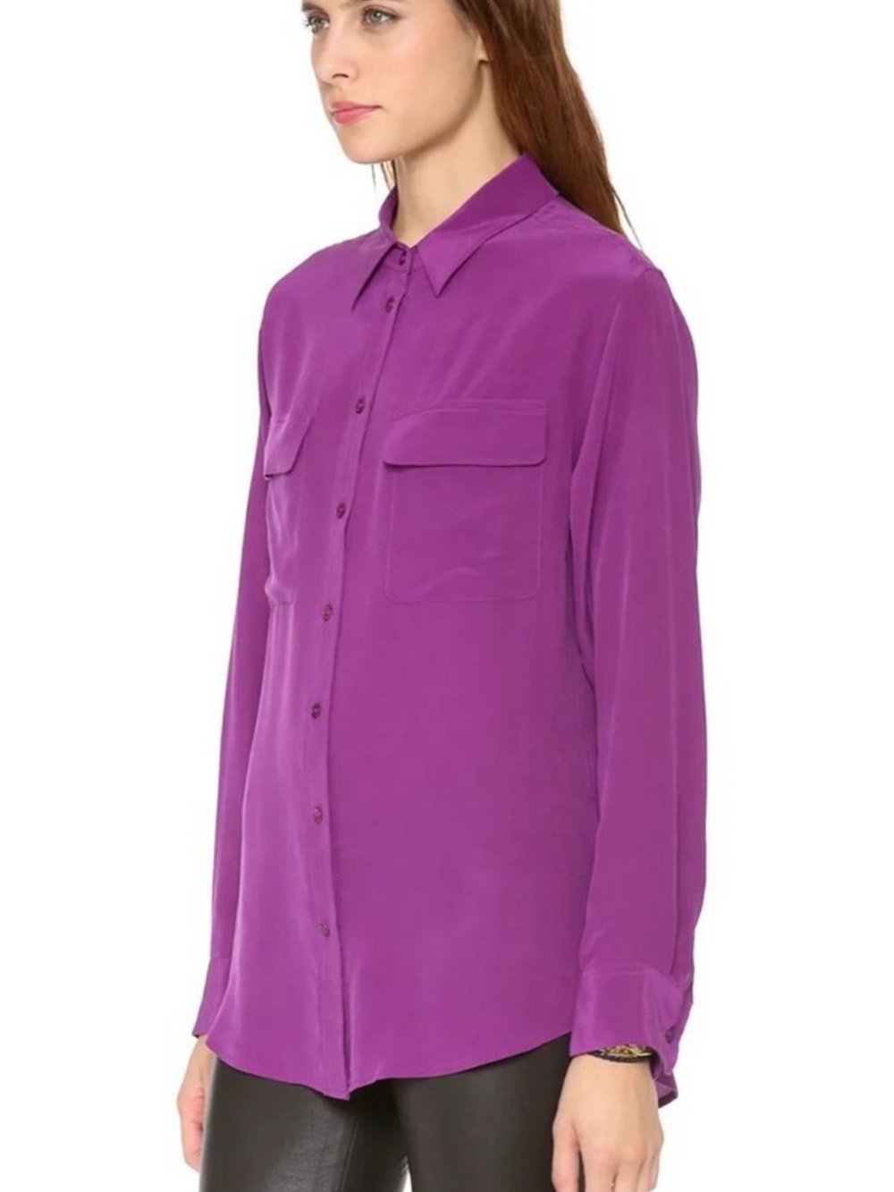 Equipment Slim Signature Silk Button-Up Blouse Size Small